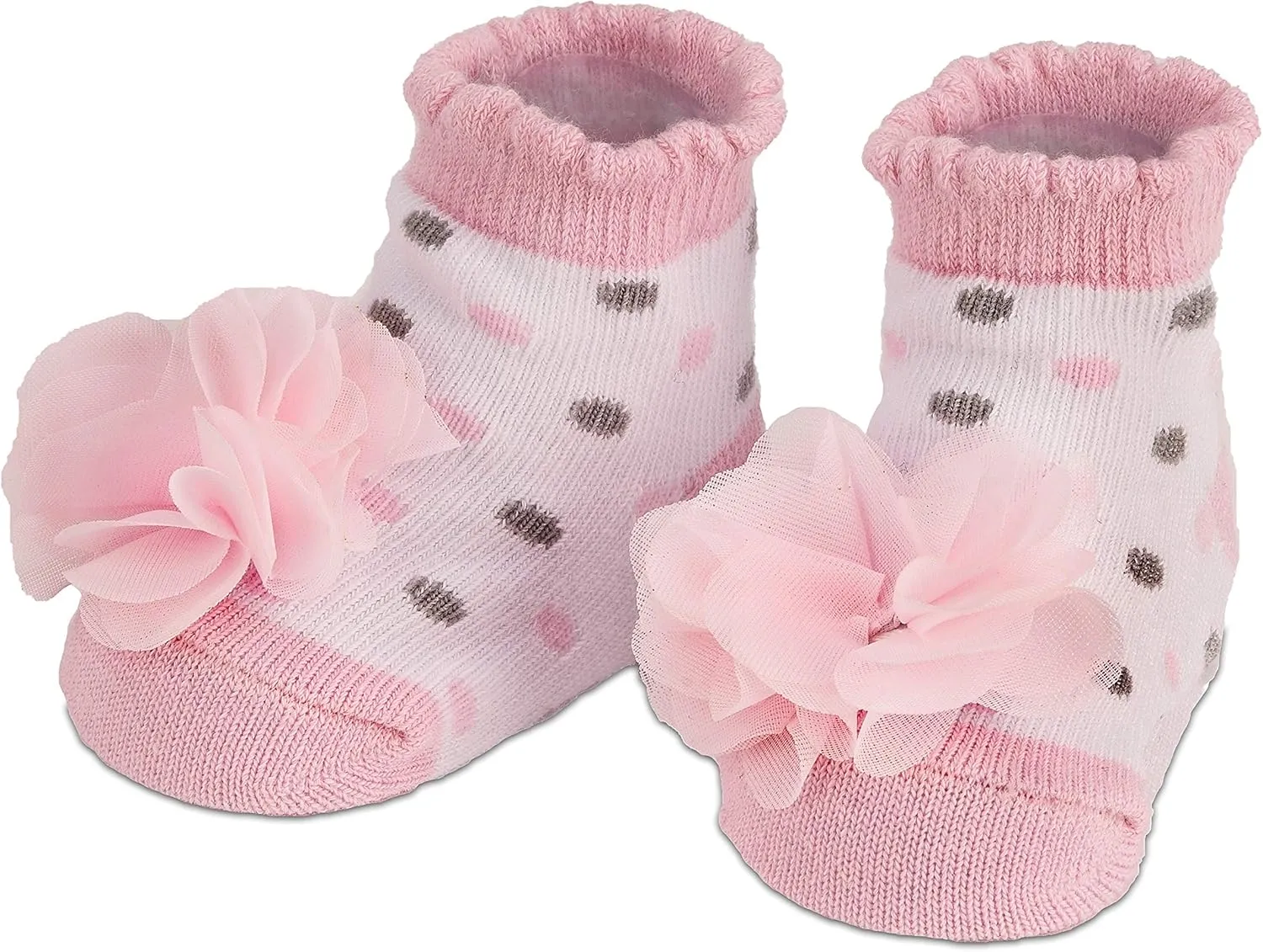3 Pairs of Baby Girl Socks 0-12 Months - Ruffles Dots Flowers Stripes - in Gift Box