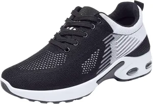 Air Cushion Sneakers for Women Casual Breathable Mesh Hollow Out Running Shoes Summer Lightweight Round Toe Slip On Orthopedic Shoes Comfortable Workout Sports Sneaker with Arch Support