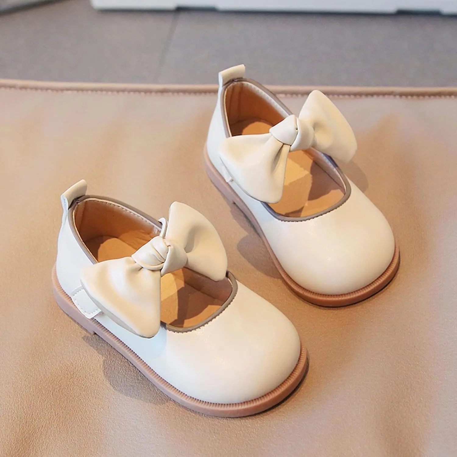 Baby Girl Mary Jane Dress Shoes with Bow Flower Girl Shoes Little Kid School Uniform Shoes for Wedding Party