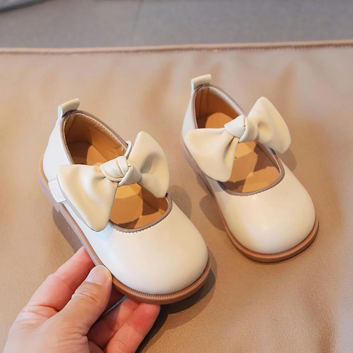 Baby Girl Mary Jane Dress Shoes with Bow Flower Girl Shoes Little Kid School Uniform Shoes for Wedding Party
