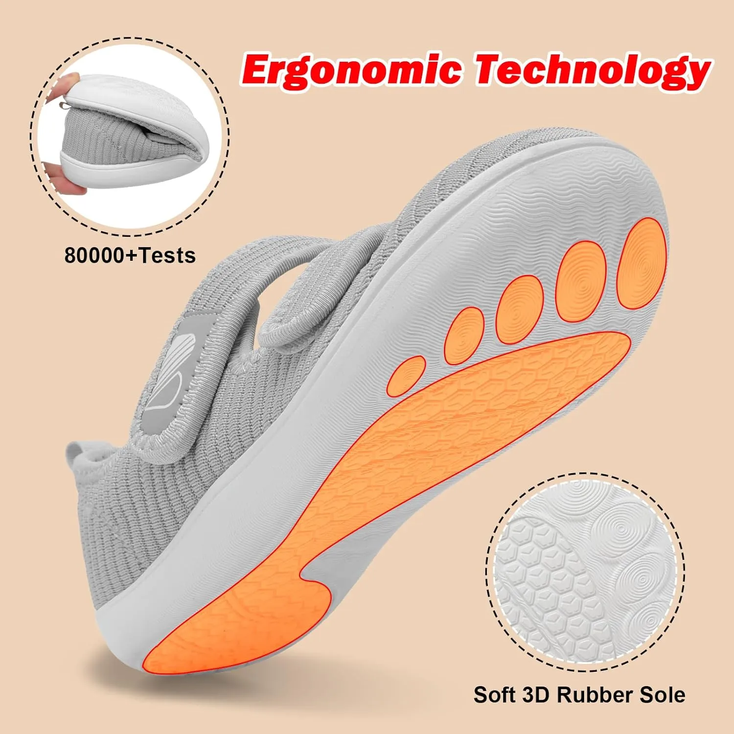 Besroad Womens Walking Shoes Wide Diabetic Shoes Adjustable Barefoot Casual Sneakers Breathable Zero Drop Arthritis Edema Sneakers Indoor Outdoor