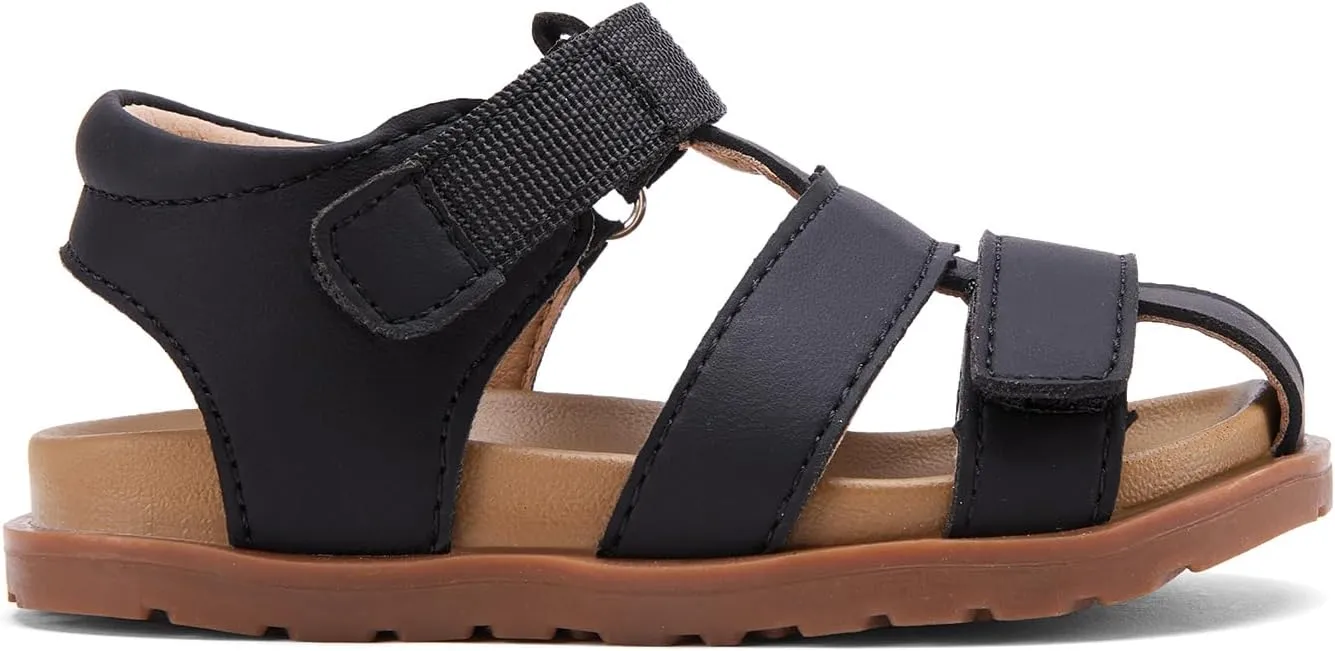 BMCiTYBM Toddler Boys Girls Sandals Open Toe Arch Support Slides Adjustable Straps Cork Footbed Slippers for Indoor Outdoor