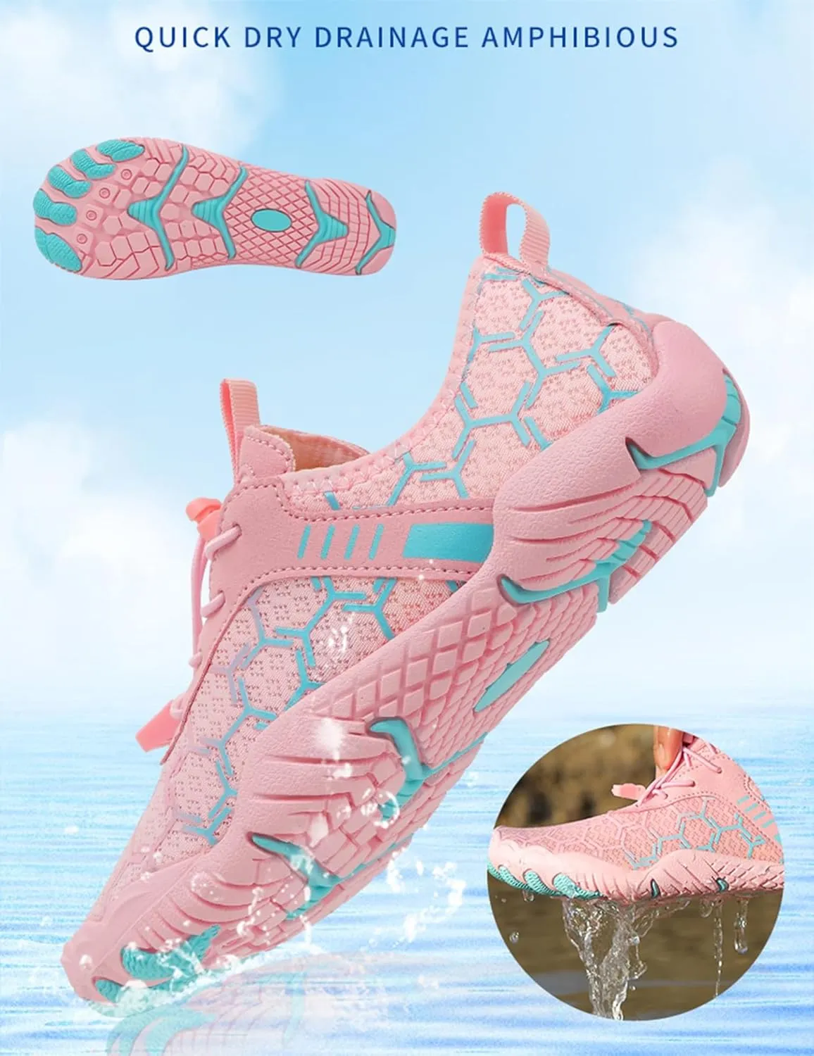 Breathable Barefoot Shoes for Women Men Pro Barefoot Shoes with Wide Toe Box Healthy & Non-Slip Barefoot Shoes Grounded Footwear Barefoot Shoes Quick Dry Zero Drop Trail Running Shoes Hiking Sneakers