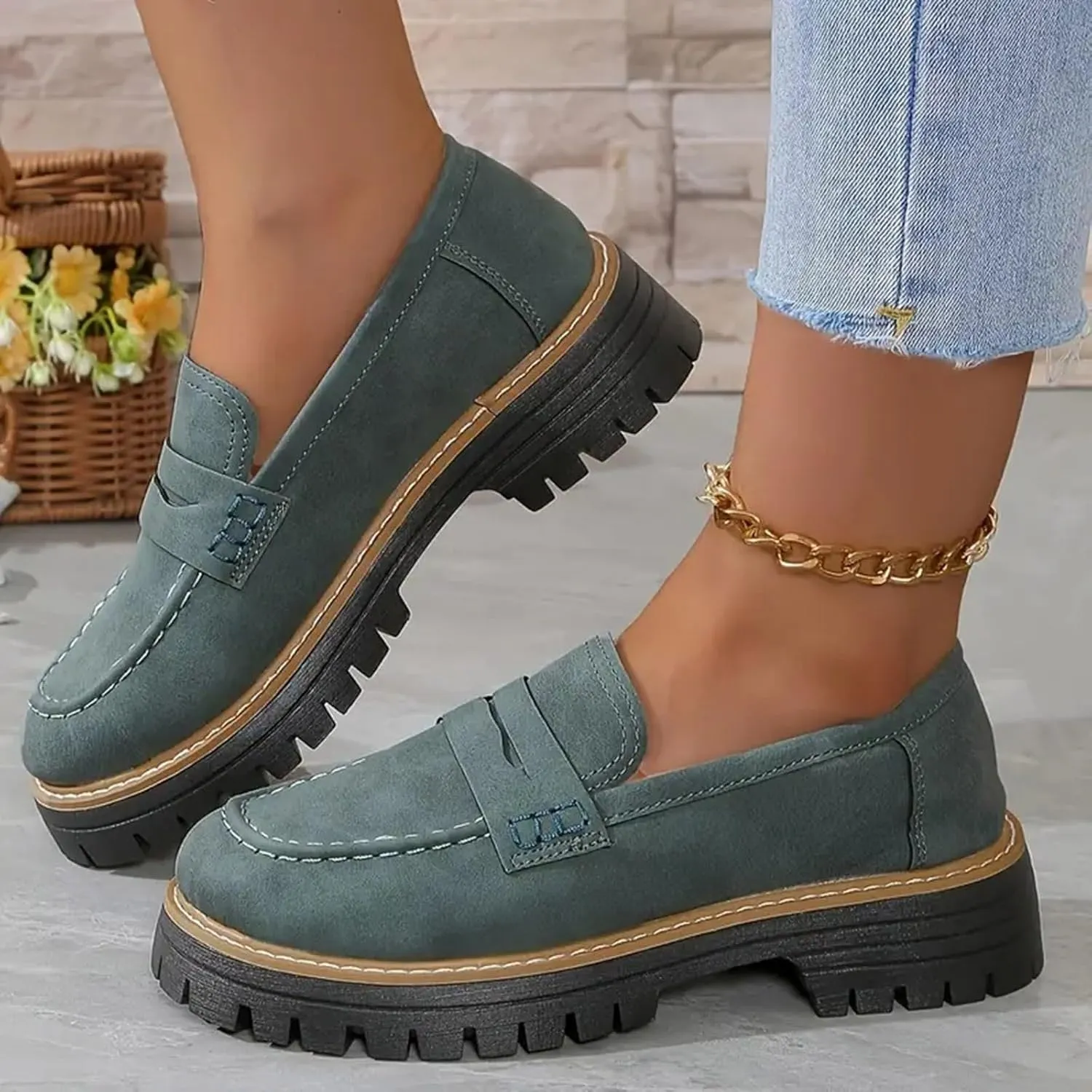 Cathalem Orthoture-Orthopedic Platform Loafers Comfort Orthopedic Shoes Womens Round Toe Walking Shoe Slip on Shoes