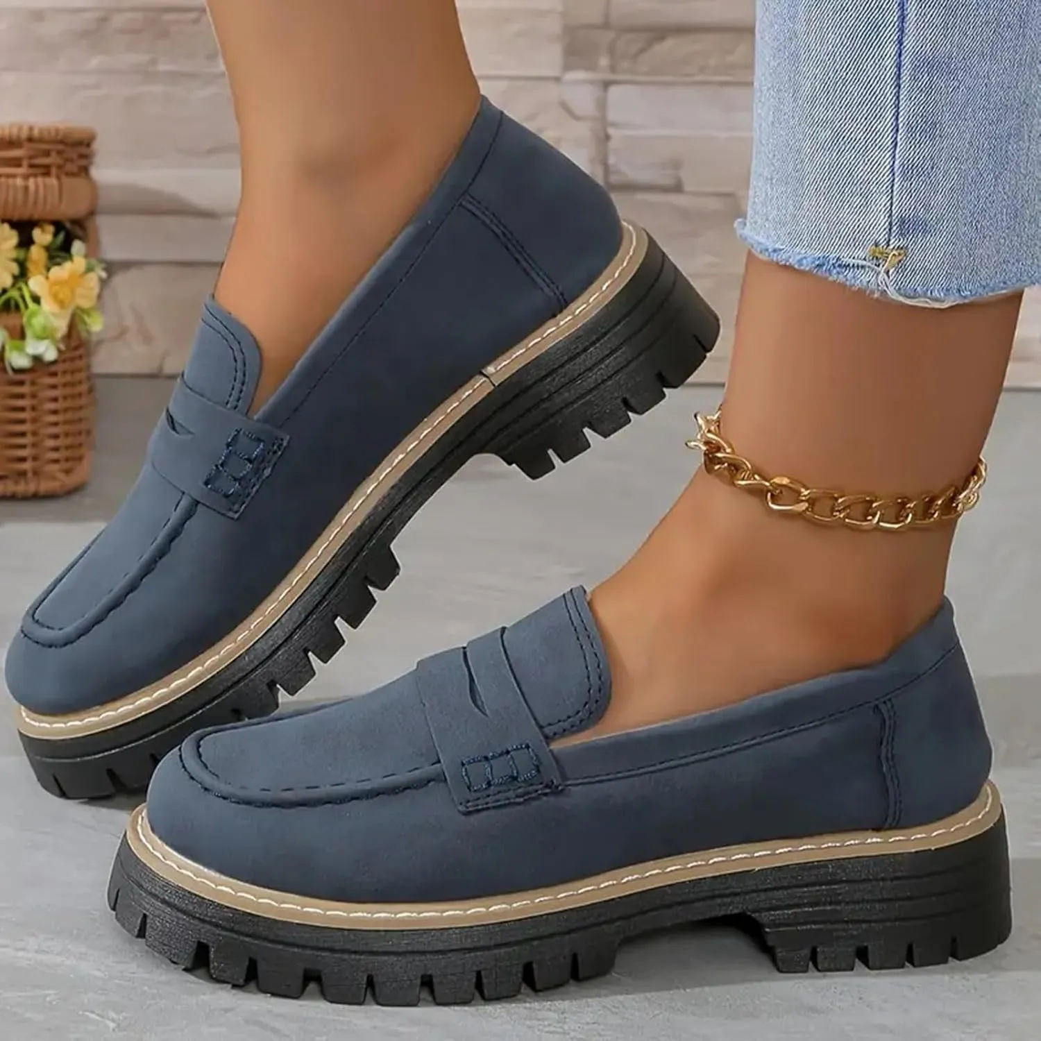 Cathalem Orthoture-Orthopedic Platform Loafers, Comfort Orthopedic Shoes, Womens Round Toe Walking Shoe, Slip on Shoes