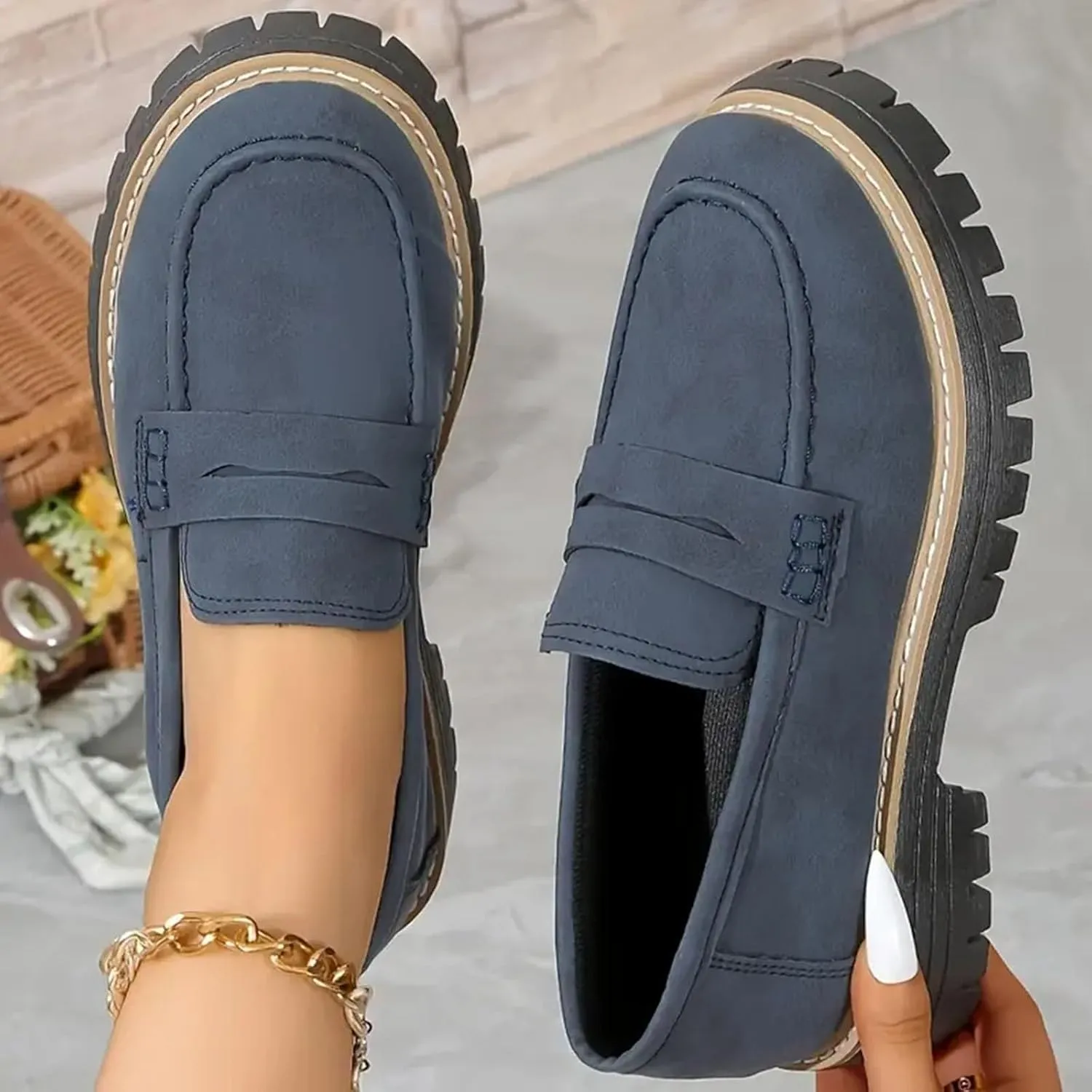Cathalem Orthoture-Orthopedic Platform Loafers, Comfort Orthopedic Shoes, Womens Round Toe Walking Shoe, Slip on Shoes
