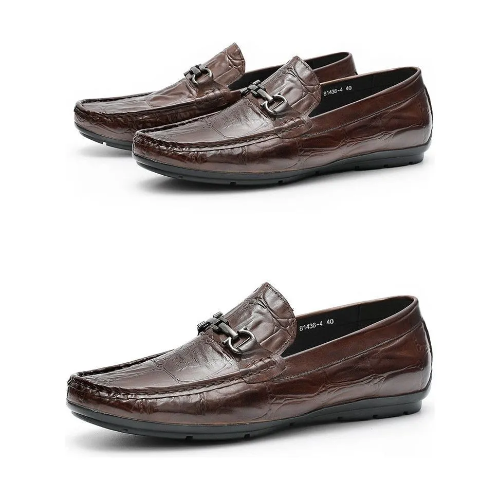 Chic CrocTex Leather Slip-On Derby Loafers