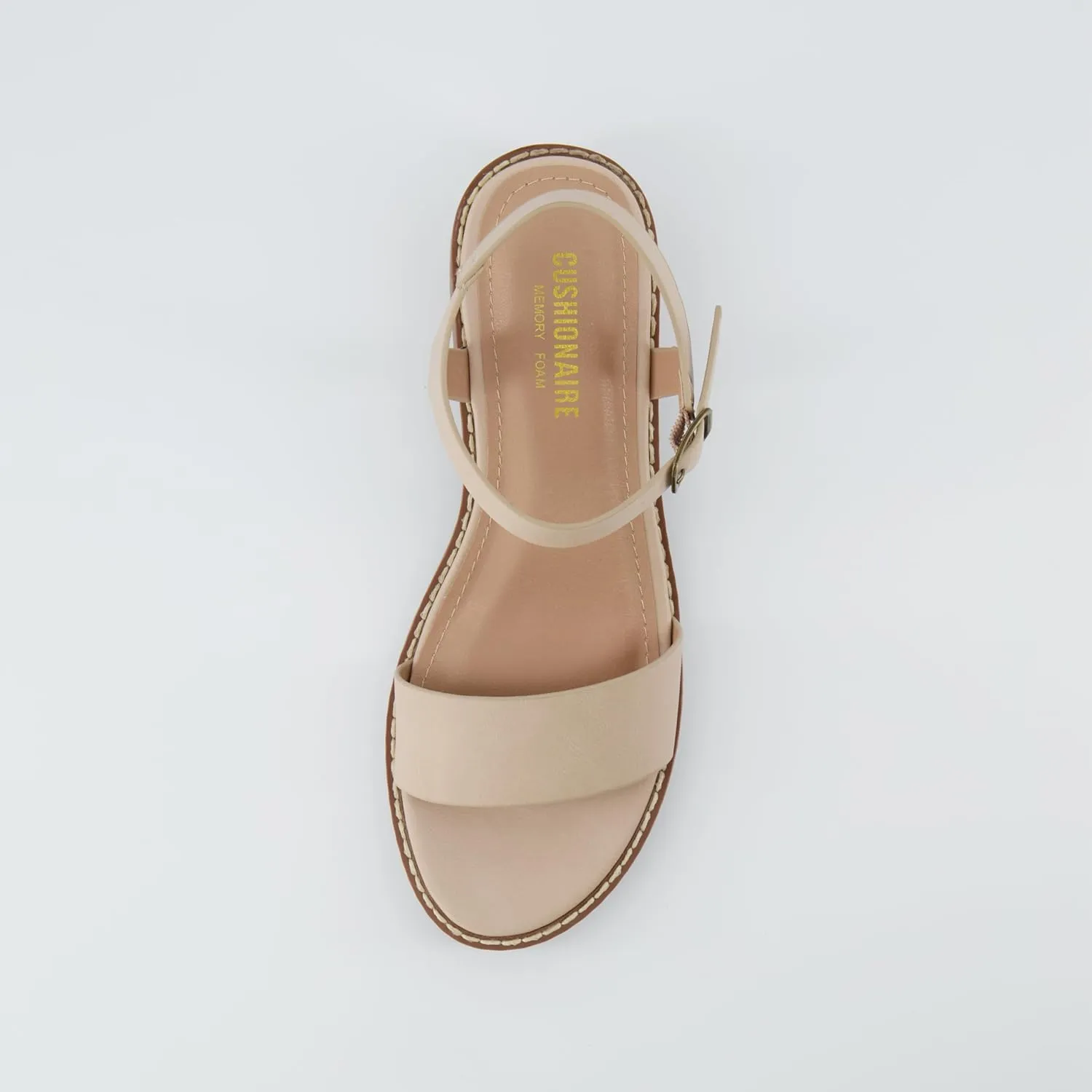 CUSHIONAIRE Flynn one band block heel sandal  Memory Foam, Wide Widths Available