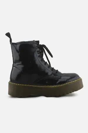 European Brand Zipper Laces Combat Ankle Boots | 100% Synthetic Leather