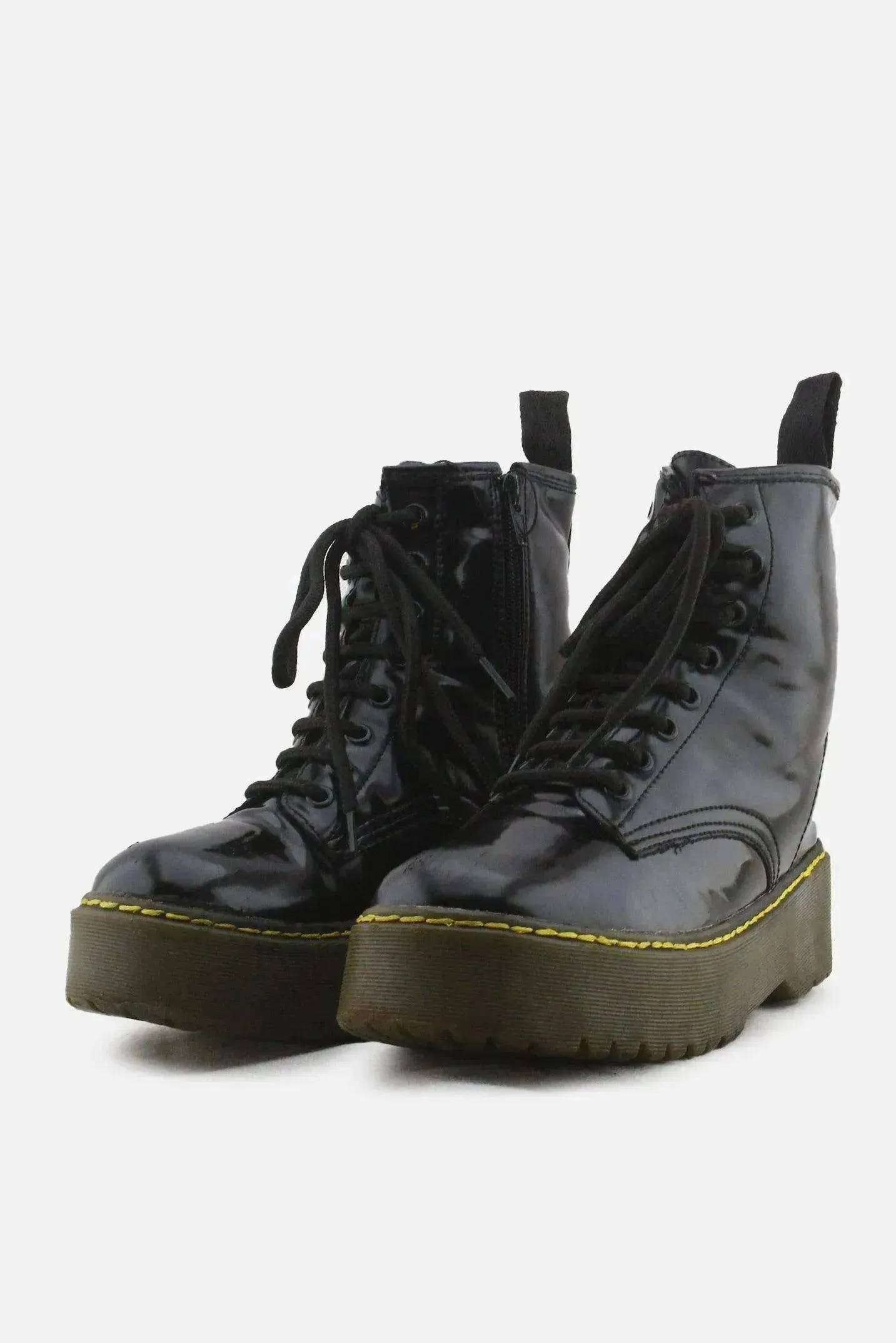 European Brand Zipper Laces Combat Ankle Boots | 100% Synthetic Leather