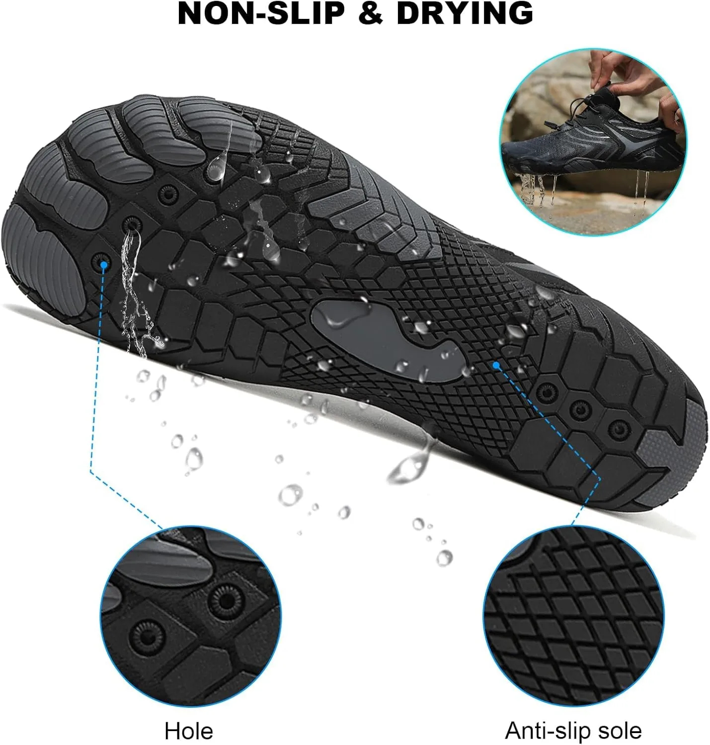 Footwear Pro Hike Barefoot Shoes for Women Men with Wide Toe Box, Healthy & Non-Slip Breathable Barefoot Shoes Beach Pool Swim Surf Walking Hiking Trail Running Shoes
