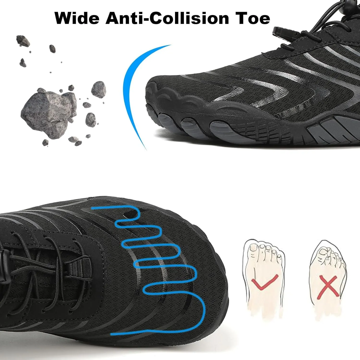 Footwear Pro Hike Barefoot Shoes for Women Men with Wide Toe Box, Healthy & Non-Slip Breathable Barefoot Shoes Beach Pool Swim Surf Walking Hiking Trail Running Shoes