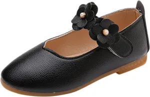 Girls Low Heel Shoes PU Dress Shoes for Wedding Toddler Girls Close Toe Sandals Ankle Strap Flower Water Shoes Toddler