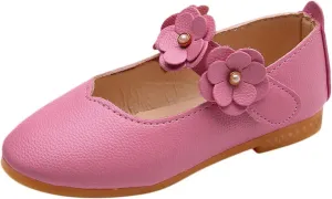 Girls Low Heel Shoes PU Dress Shoes for Wedding Toddler Girls Close Toe Sandals Ankle Strap Flower Water Shoes Toddler