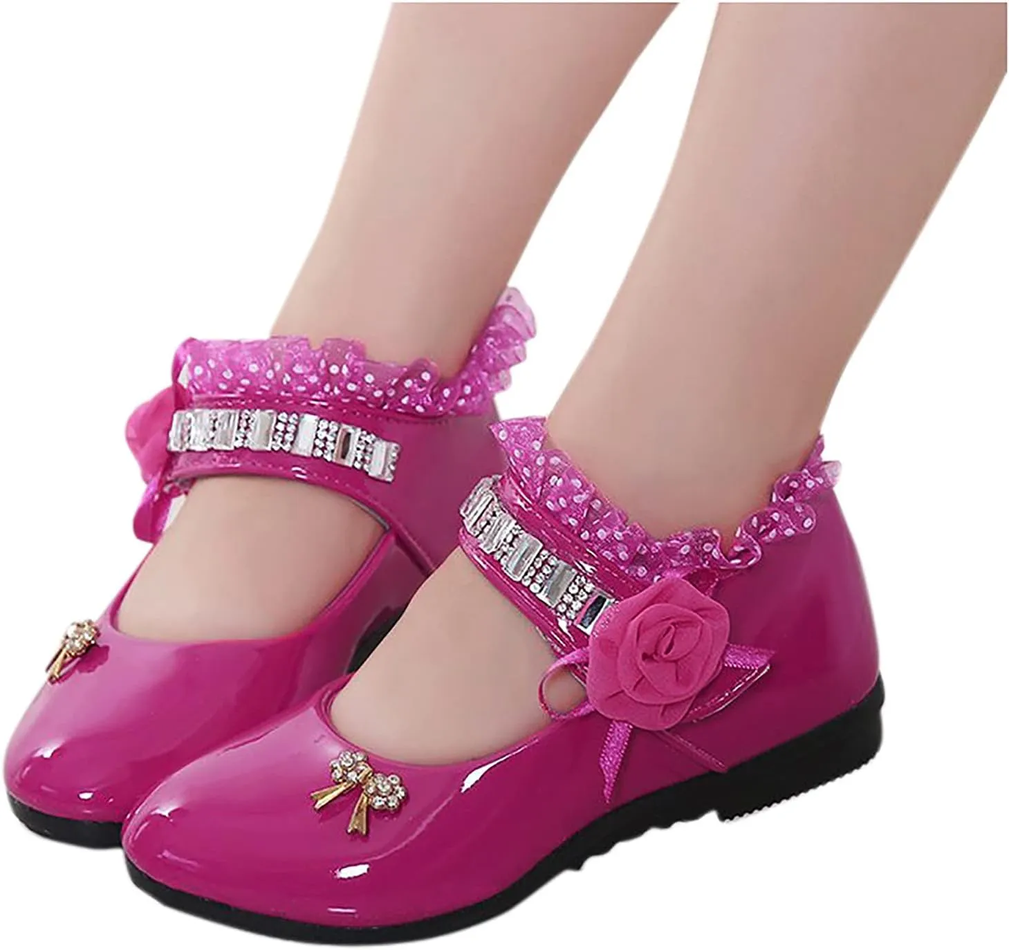 Girls Patent Leather Dress Shoes Little Girls School Uniform Mary Jane Flats Low Heels for Party Wedding Toddler