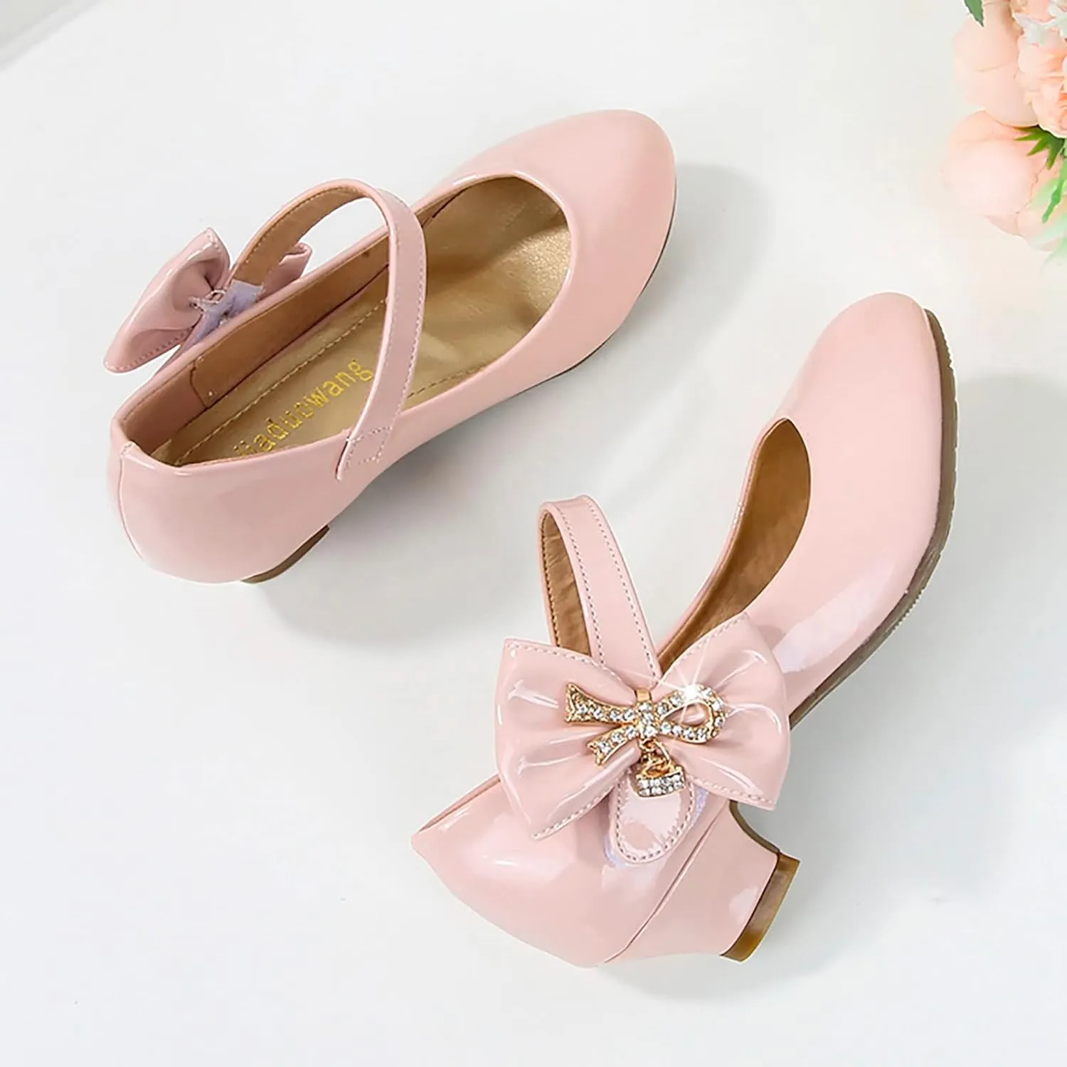 Girls Patent Leather Dress Shoes Low Heels Toddler Mary Jane Shoes Flower Girl Shoes for Little Girls Dress Shoes