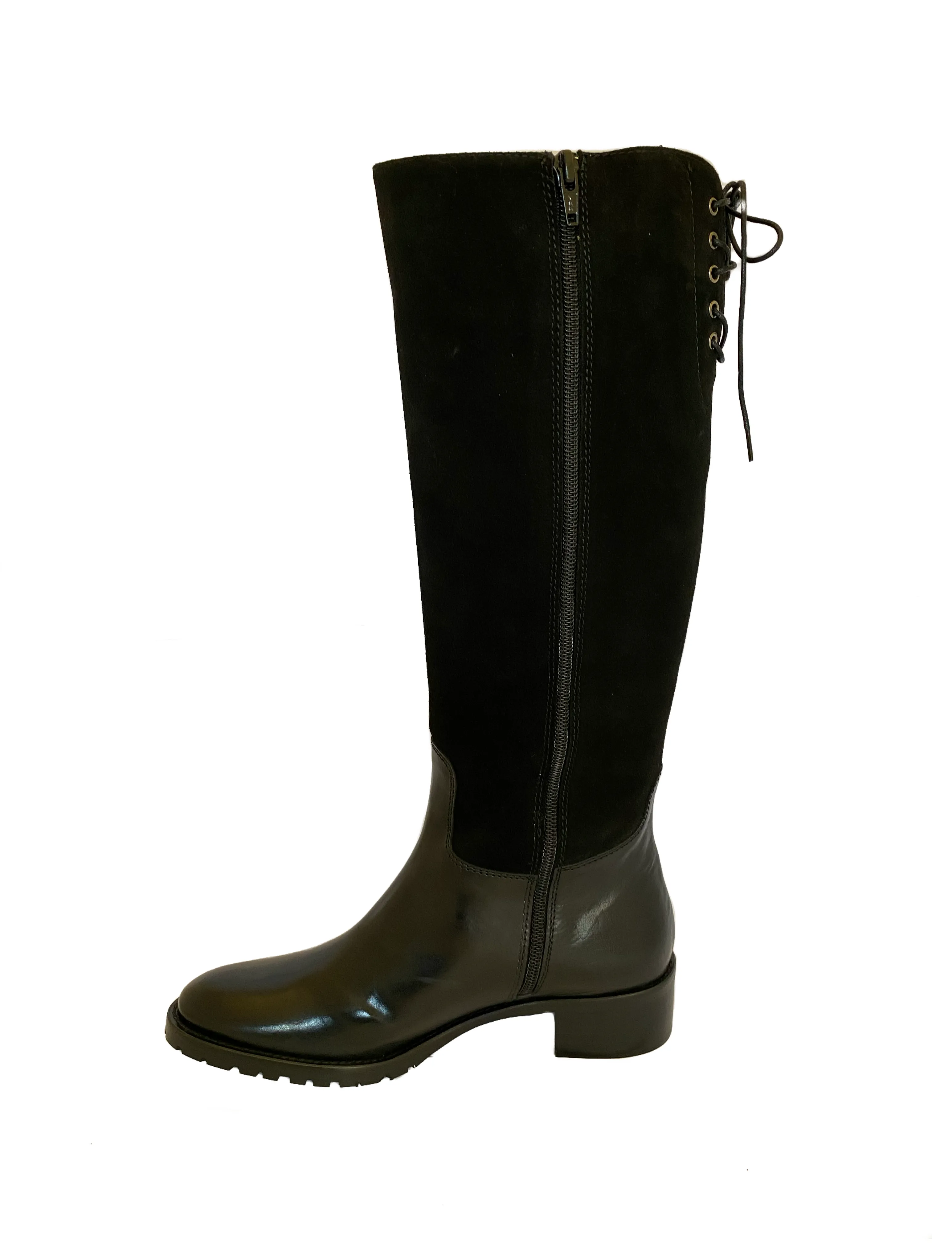 HB Shoes Ladies 1028 black Low Heel Knee High Boot