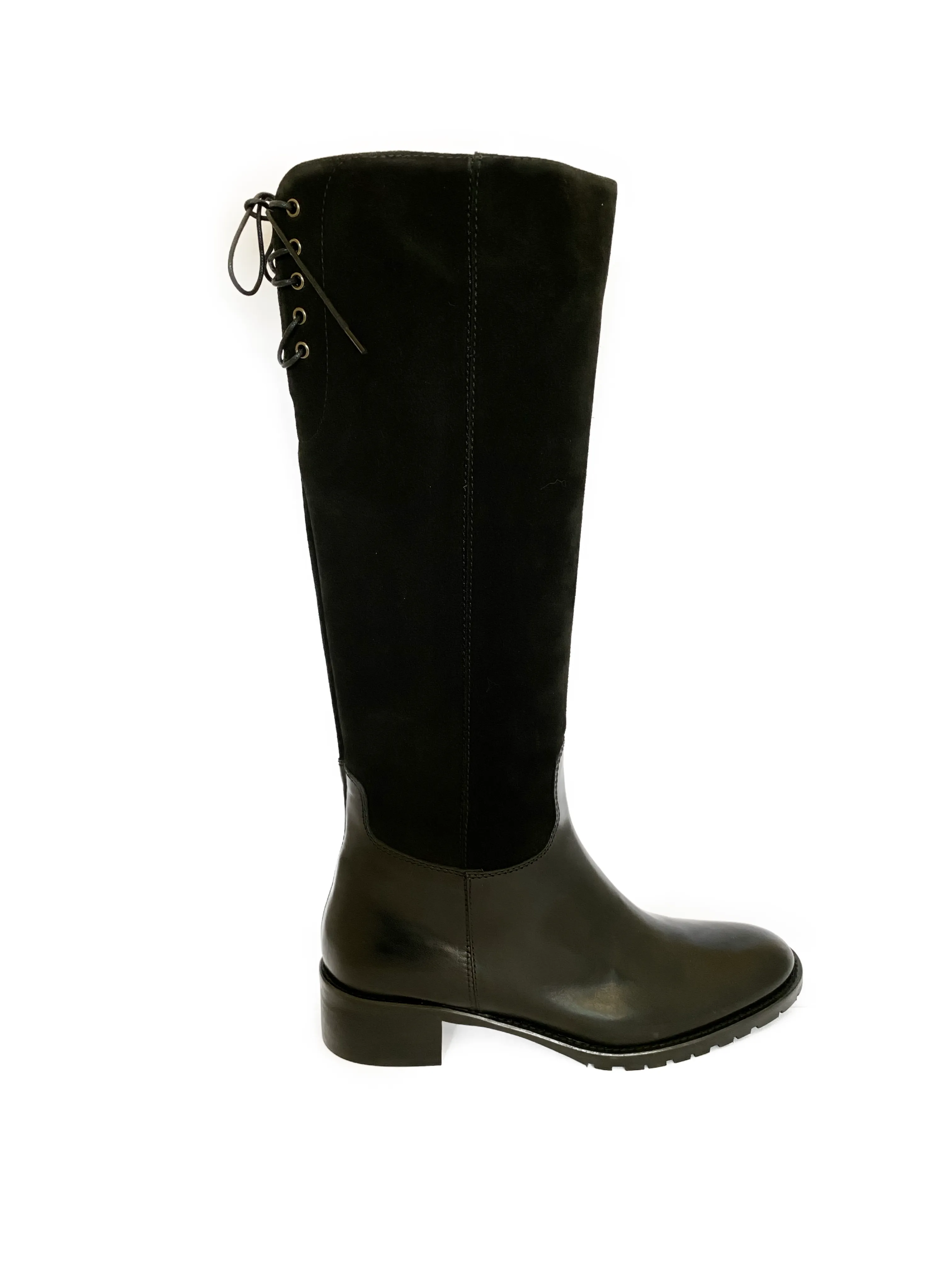 HB Shoes Ladies 1028 black Low Heel Knee High Boot
