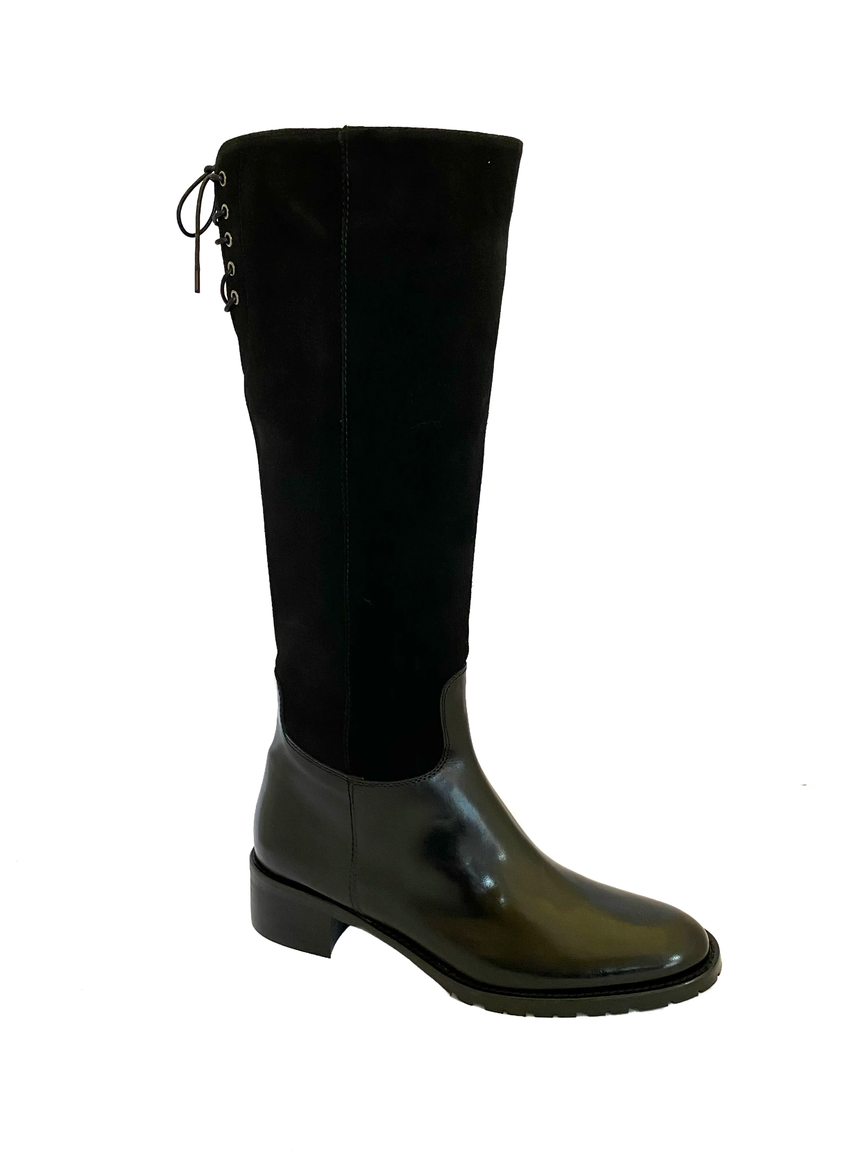 HB Shoes Ladies 1028 black Low Heel Knee High Boot