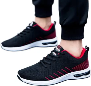 Hbeylia Men's Lace Up Sneakers Fashion Walking Running Shoes Casual Breathable Lightweight Mesh Stretch Non Slip Athletic Hiking Tennis Trainer Sport Shoes for Male