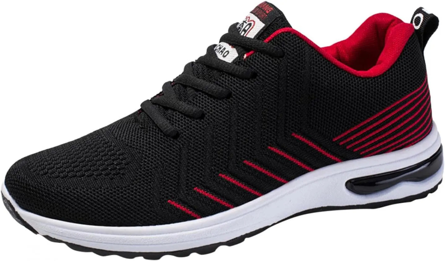 Hbeylia Men's Lace Up Sneakers Fashion Walking Running Shoes Casual Breathable Lightweight Mesh Stretch Non Slip Athletic Hiking Tennis Trainer Sport Shoes for Male