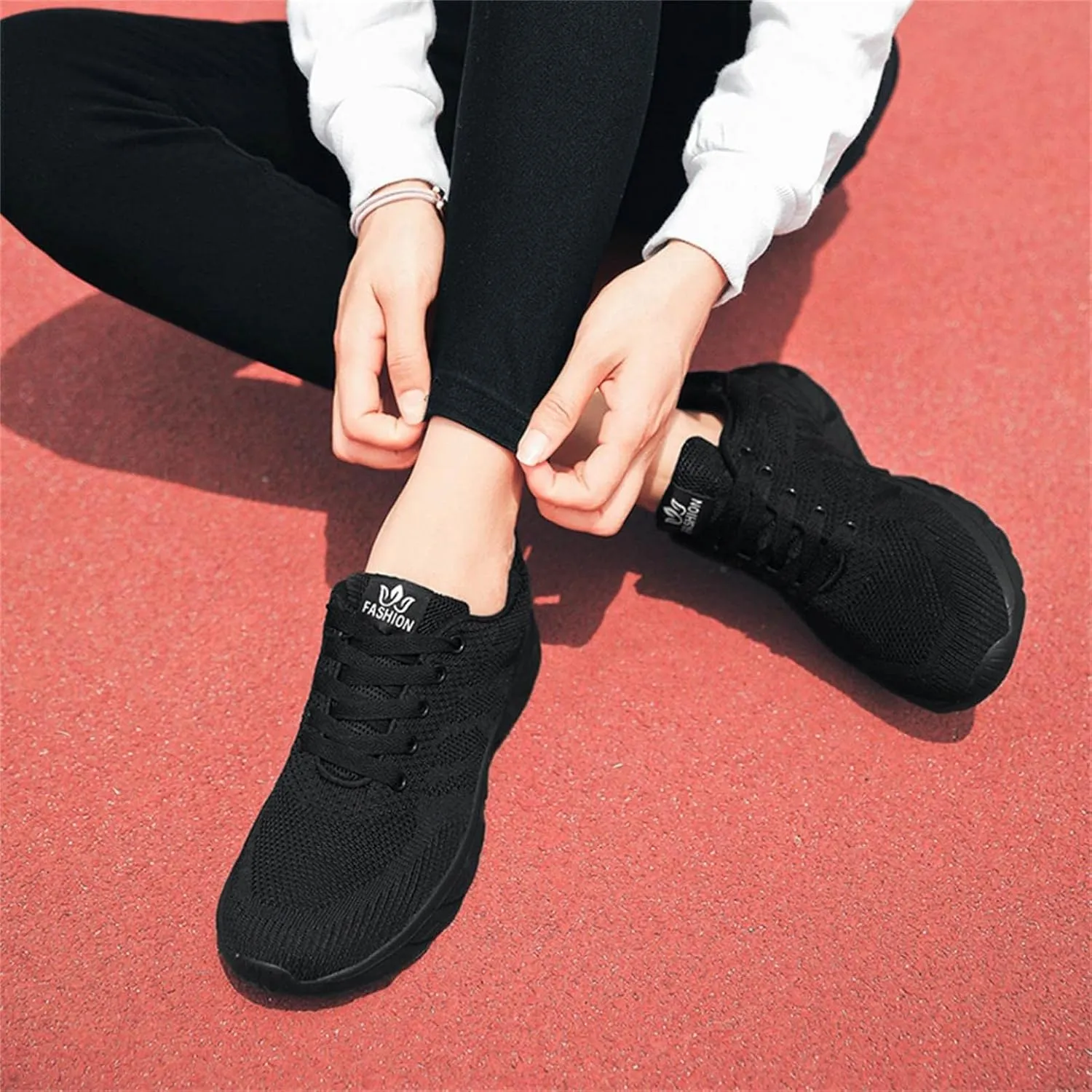 Hbeylia Women's Lace Up Sneakers Walking Shoes Breathable Mesh Hiking Work Nurse Shoes Lightweight Fashion Wedge Platform Sport Shoes for Women Girls