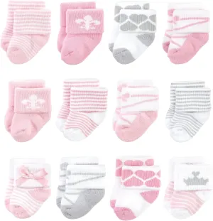 Hudson Baby Baby Girls' Cotton Rich Newborn and Terry Socks