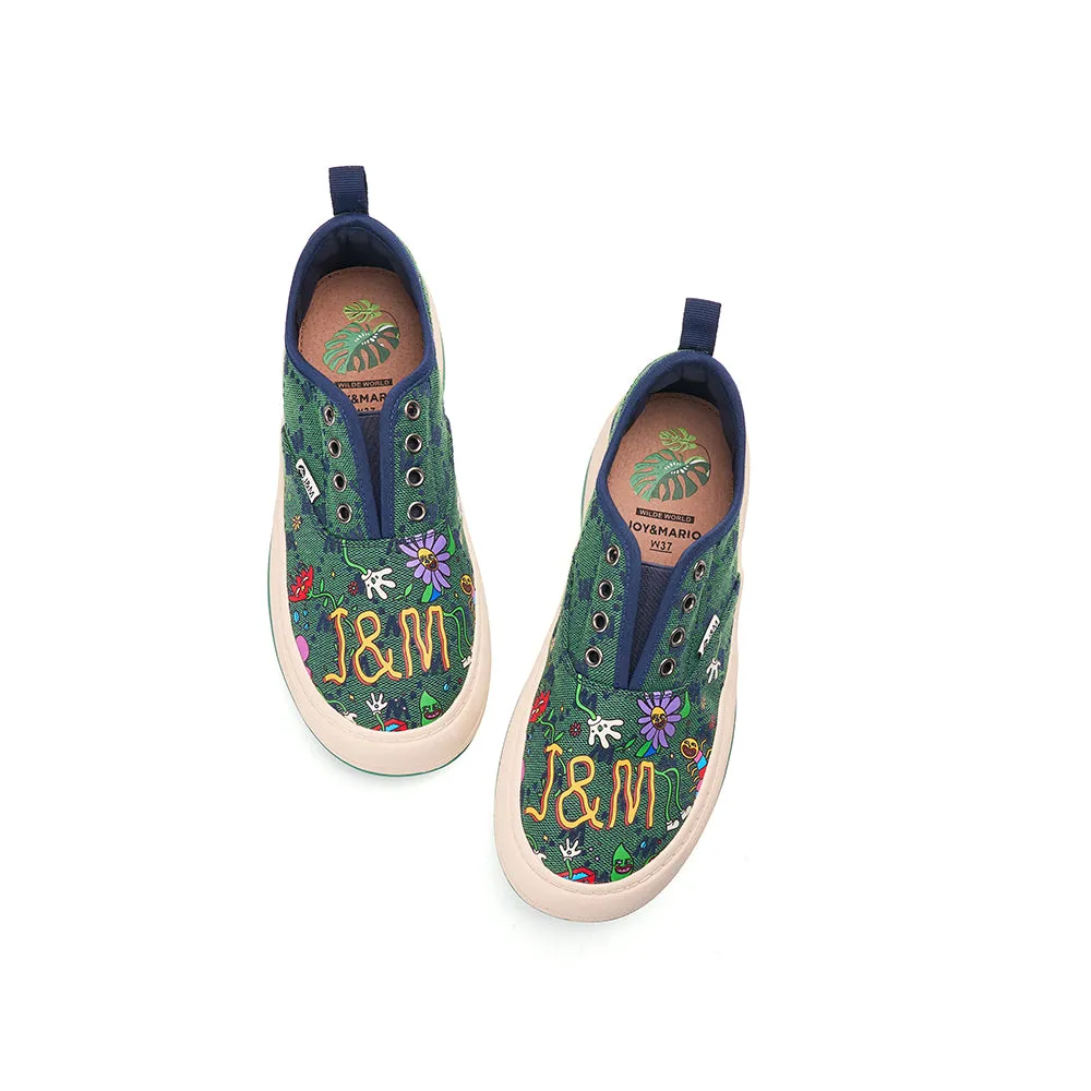JOY&MARIO Women’s Printed Fabric Slip-on Loafers in Ivory-87906W