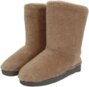 LLTMALL Women's Curly Faux Fur Snow Boots Mid Length Winter Cold Weather Boots