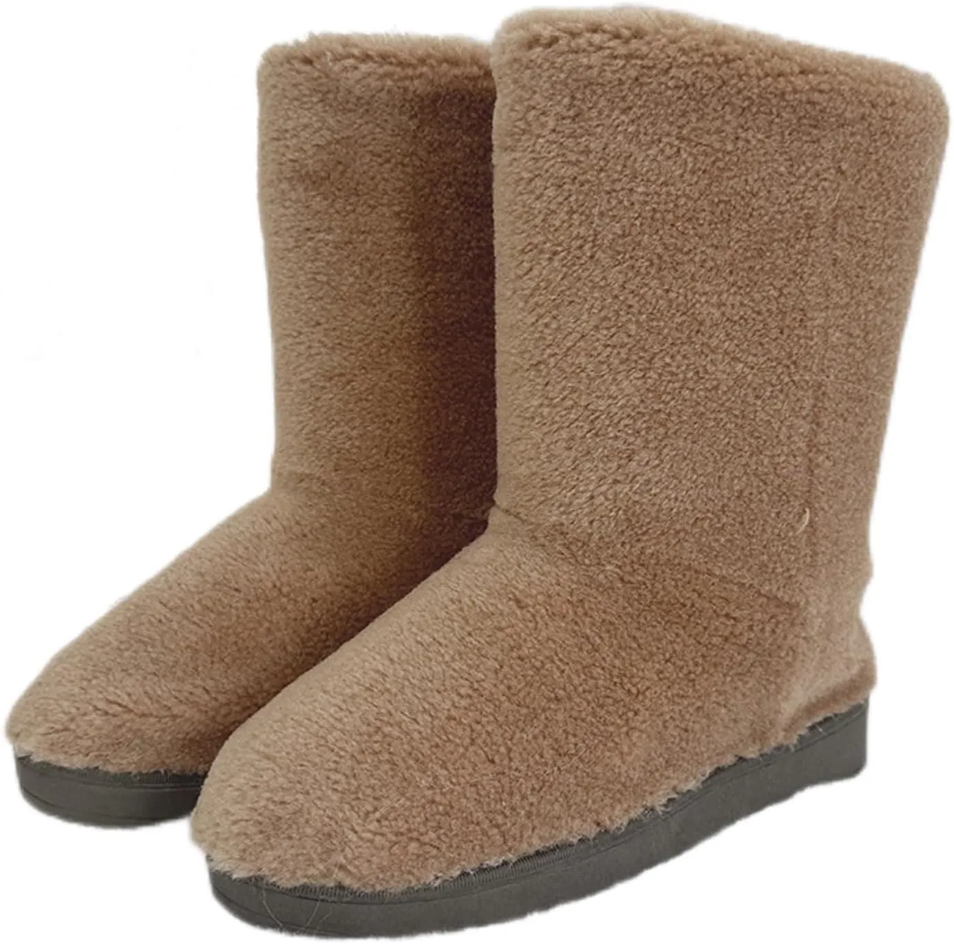 LLTMALL Women's Curly Faux Fur Snow Boots Mid Length Winter Cold Weather Boots