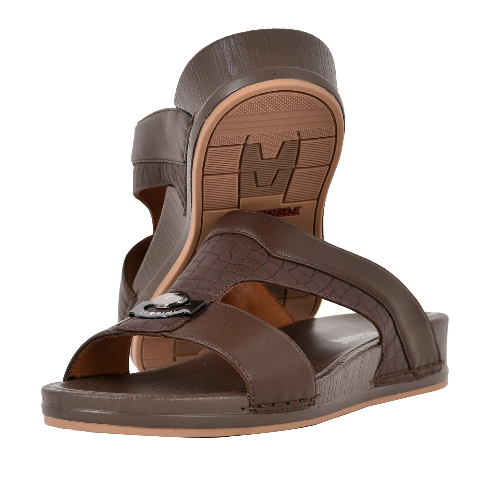 Mens Casual Arabic Slippers Brown