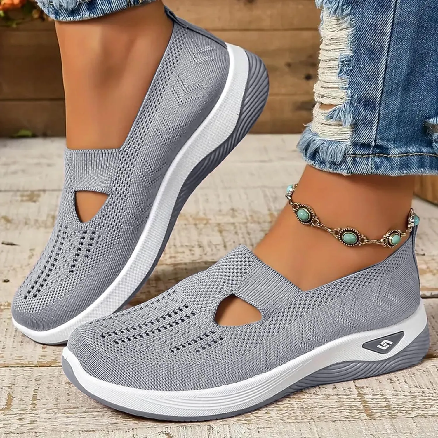 Orthopedic Shoes for Women Footwear Walking Sneakers Woven Breathable Running Shoes Arch Support Soft Sole Slide