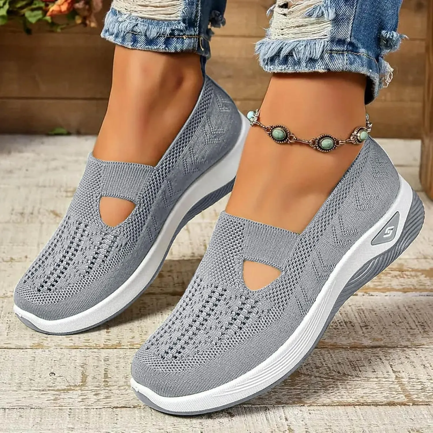 Orthopedic Shoes for Women Footwear Walking Sneakers Woven Breathable Running Shoes Arch Support Soft Sole Slide
