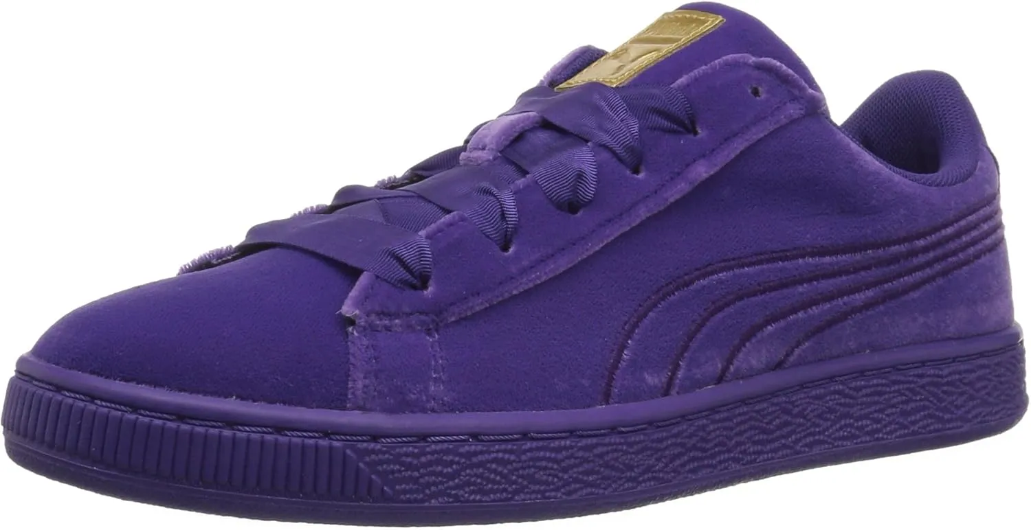Puma Unisex-Child Basket Classic Sneaker, Royal Purple-Metallic Gold, 4.5 M US Big Kid