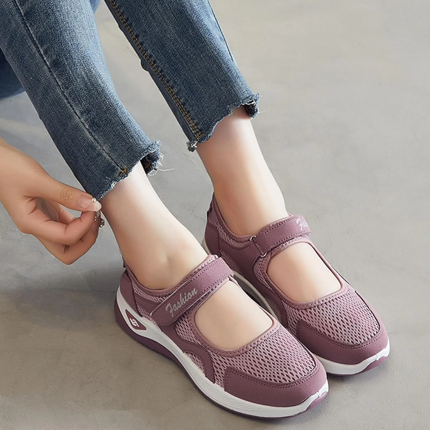 Walking Shoes Women Slip On Diabetic Foam Shoes Adjustable Working Nurse Shoe Lightweight Breathable Flat Outdoor Comfort Casual Fashion Sneakers with Arch Support
