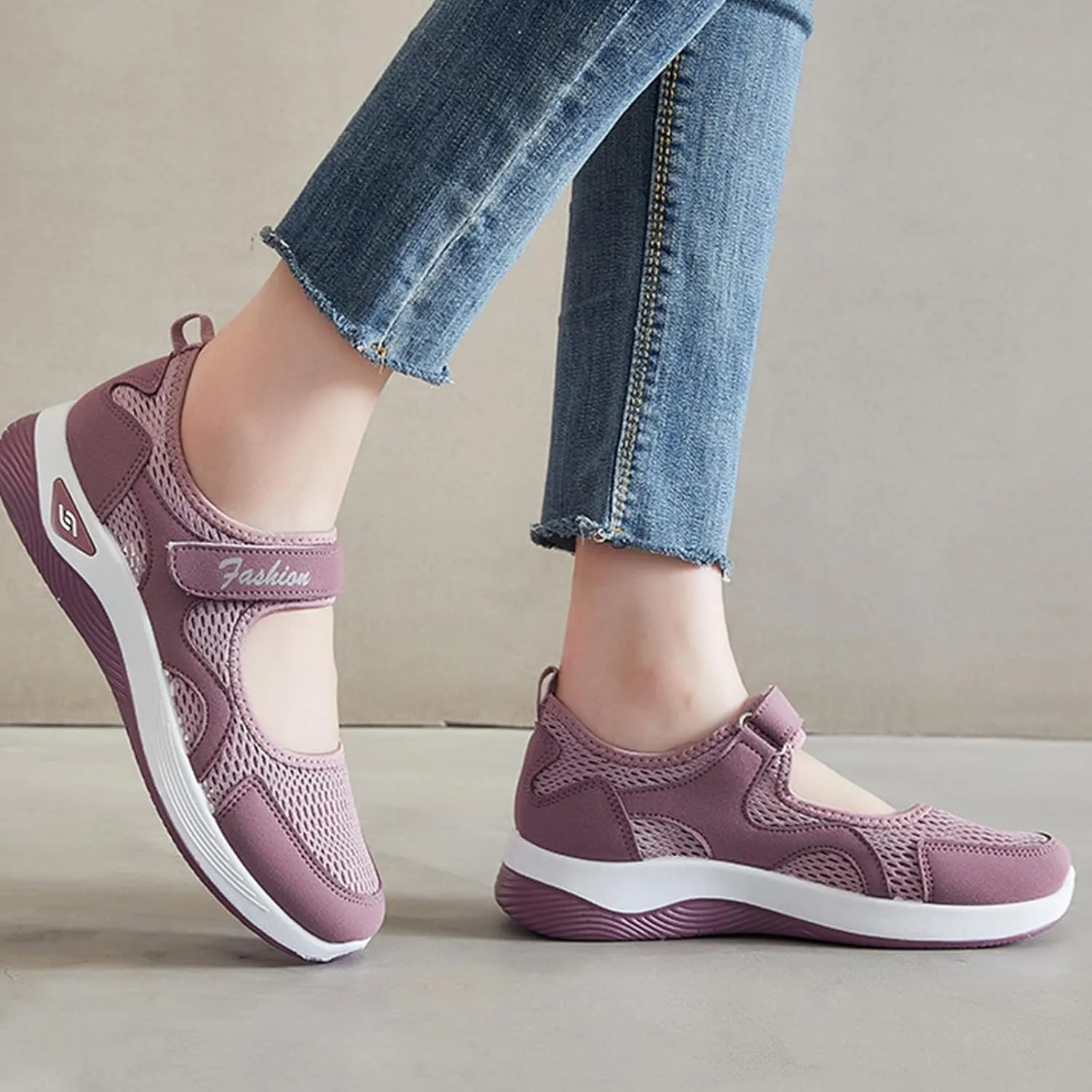 Walking Shoes Women Slip On Diabetic Foam Shoes Adjustable Working Nurse Shoe Lightweight Breathable Flat Outdoor Comfort Casual Fashion Sneakers with Arch Support