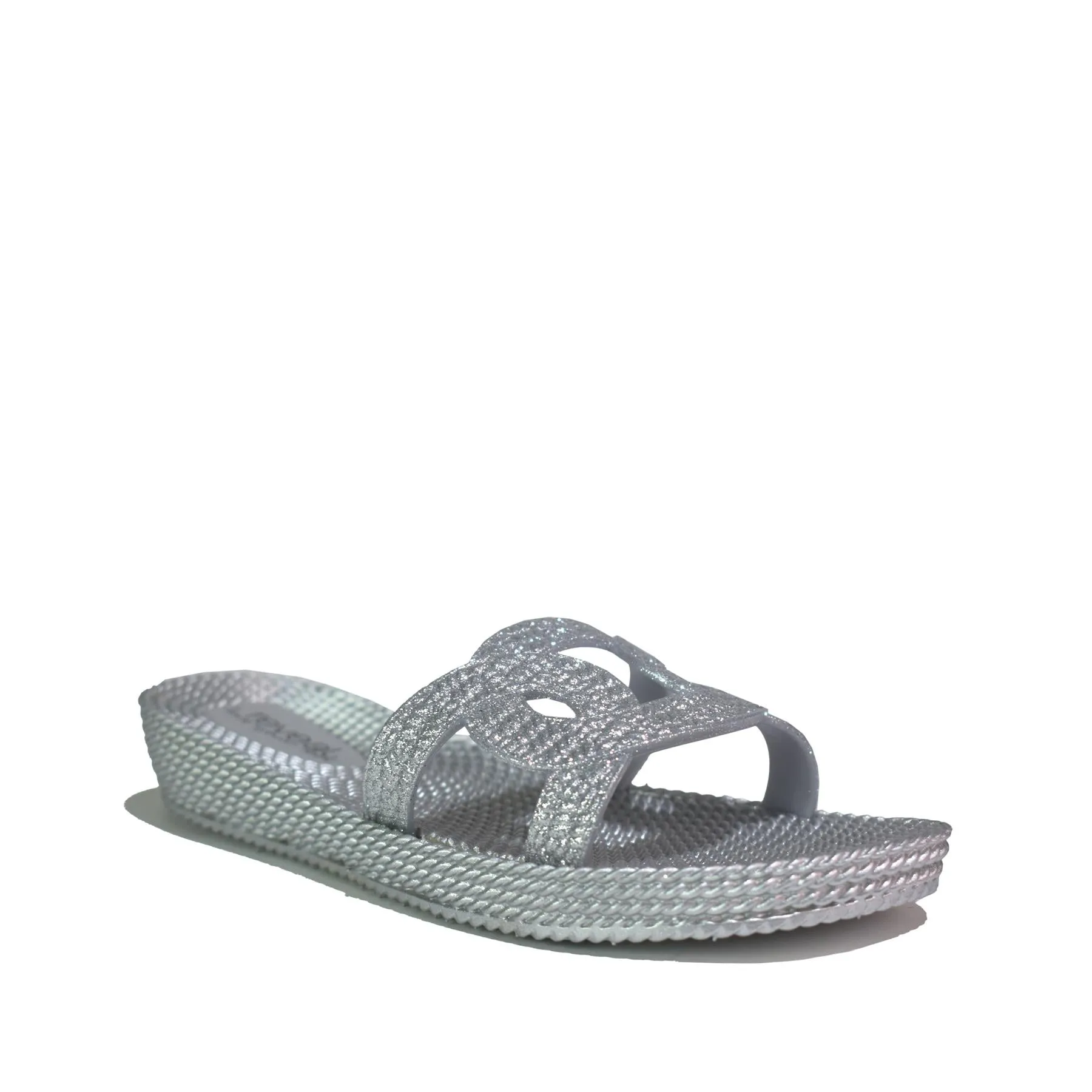 Women Summer Flat Slipper Silver