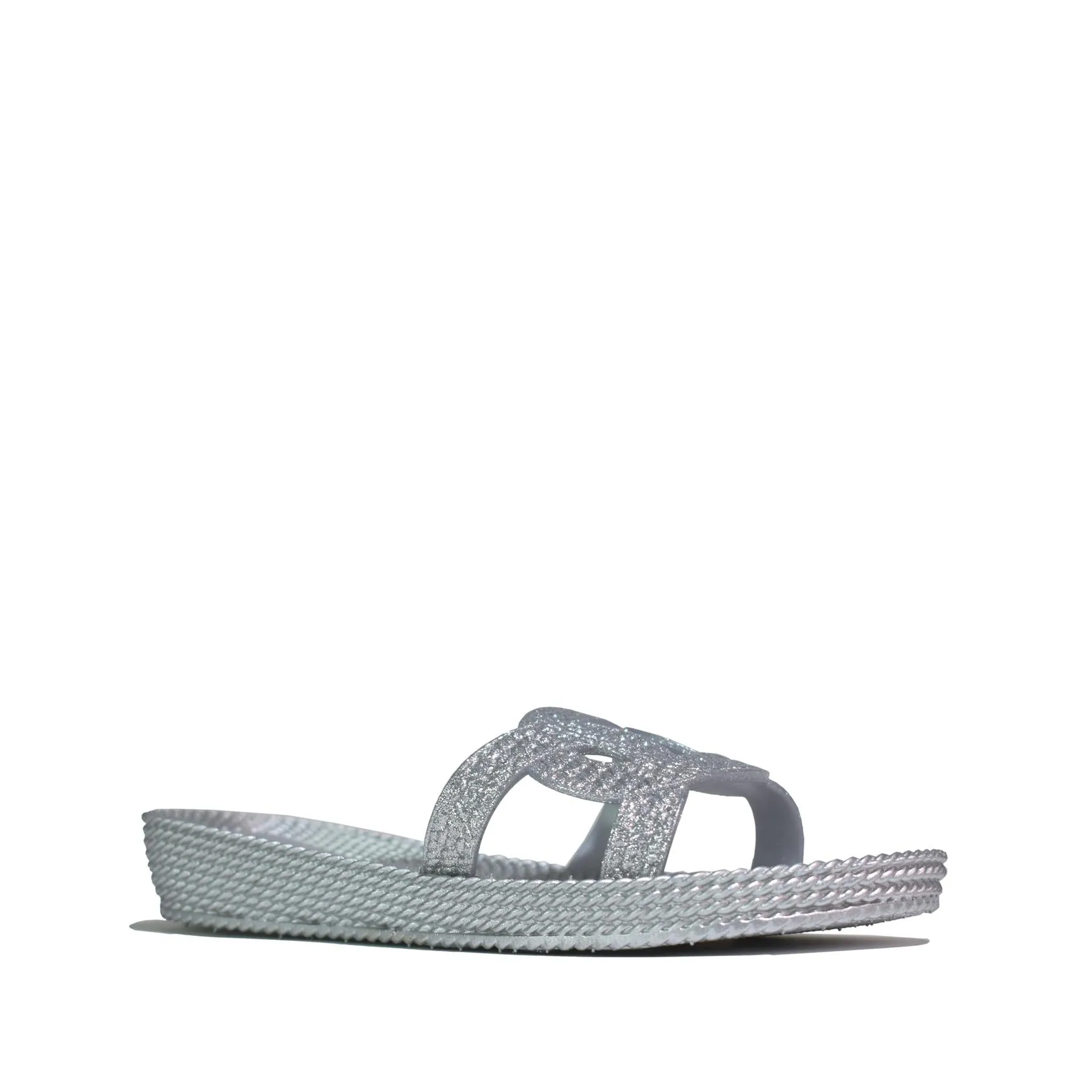 Women Summer Flat Slipper Silver