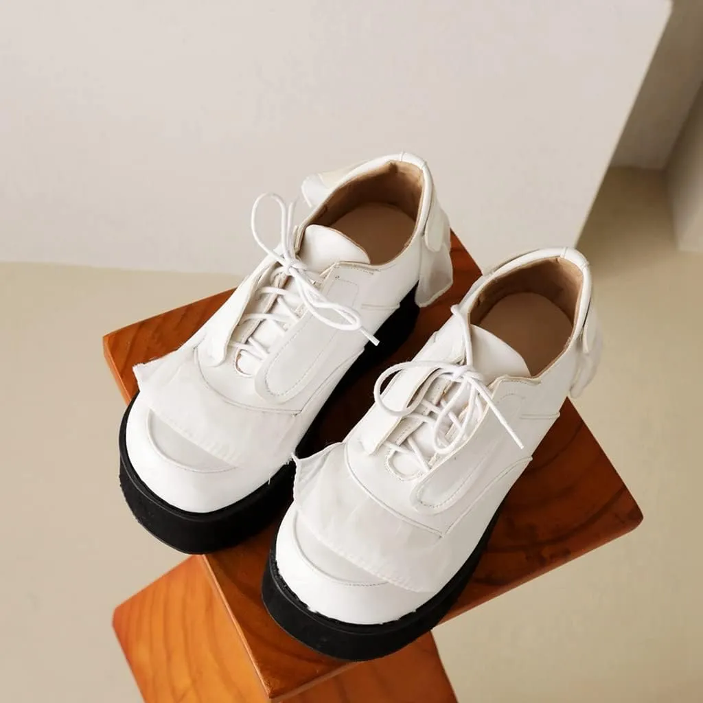 Women's Lolita Lace Up Chunky Platform Pump Shoes Round Toe Wedge High Heels Uniform Dress Pumps