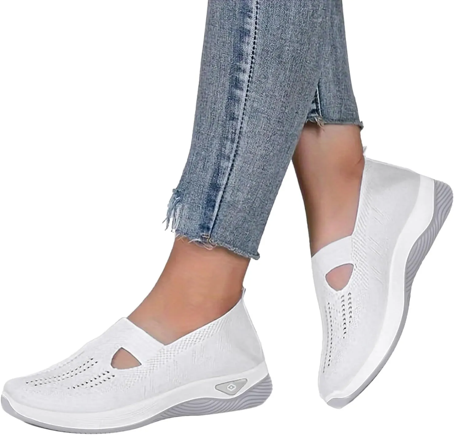 Women's Orthopedic Shoes Woven Wide Arch Support Slip-On Orthowalk Sneakers Casual Breathable Soft Anti-Skid Sports Footwear