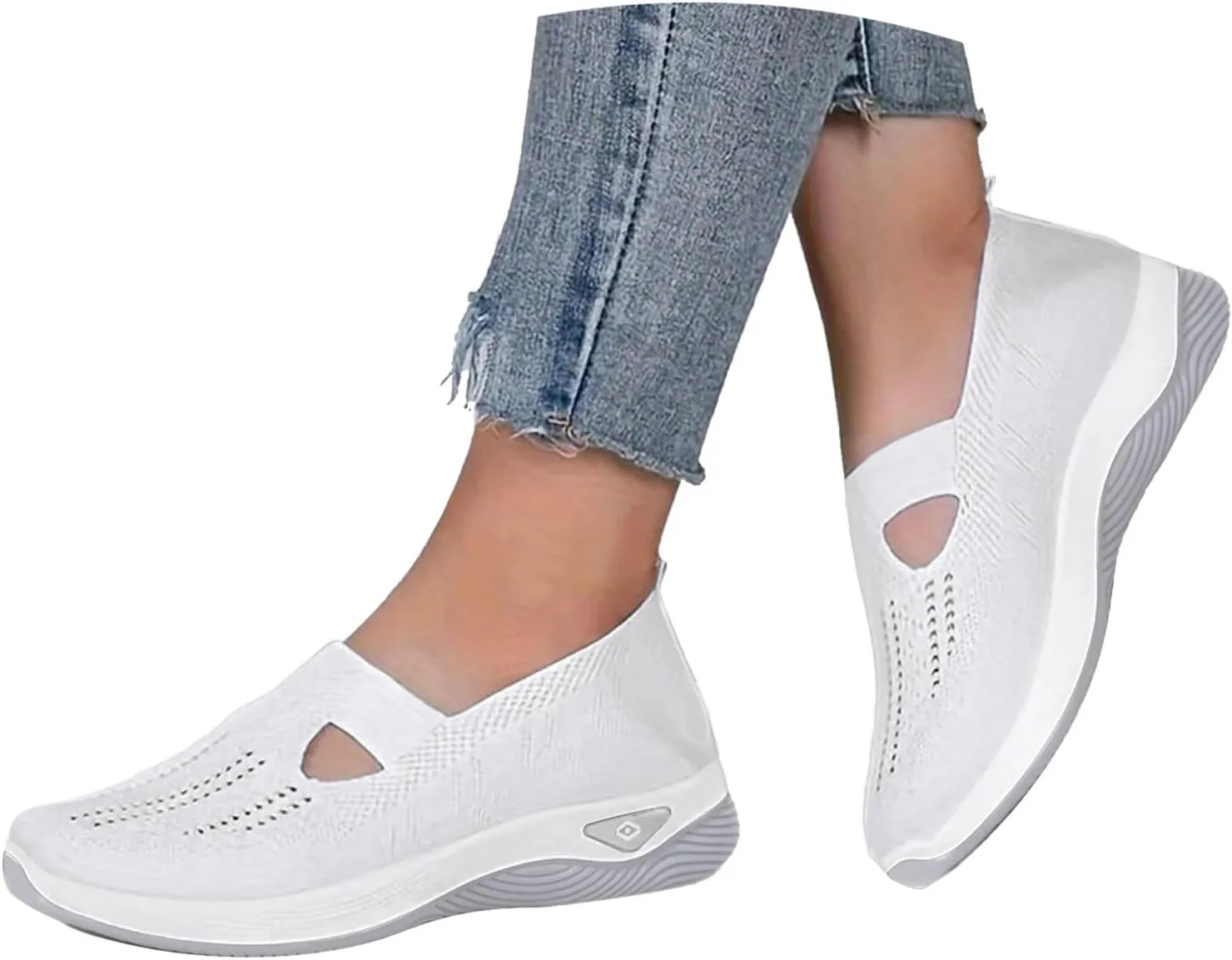 Women's Orthopedic Shoes Woven Wide Arch Support Slip-On Orthowalk Sneakers Casual Breathable Soft Anti-Skid Sports Footwear