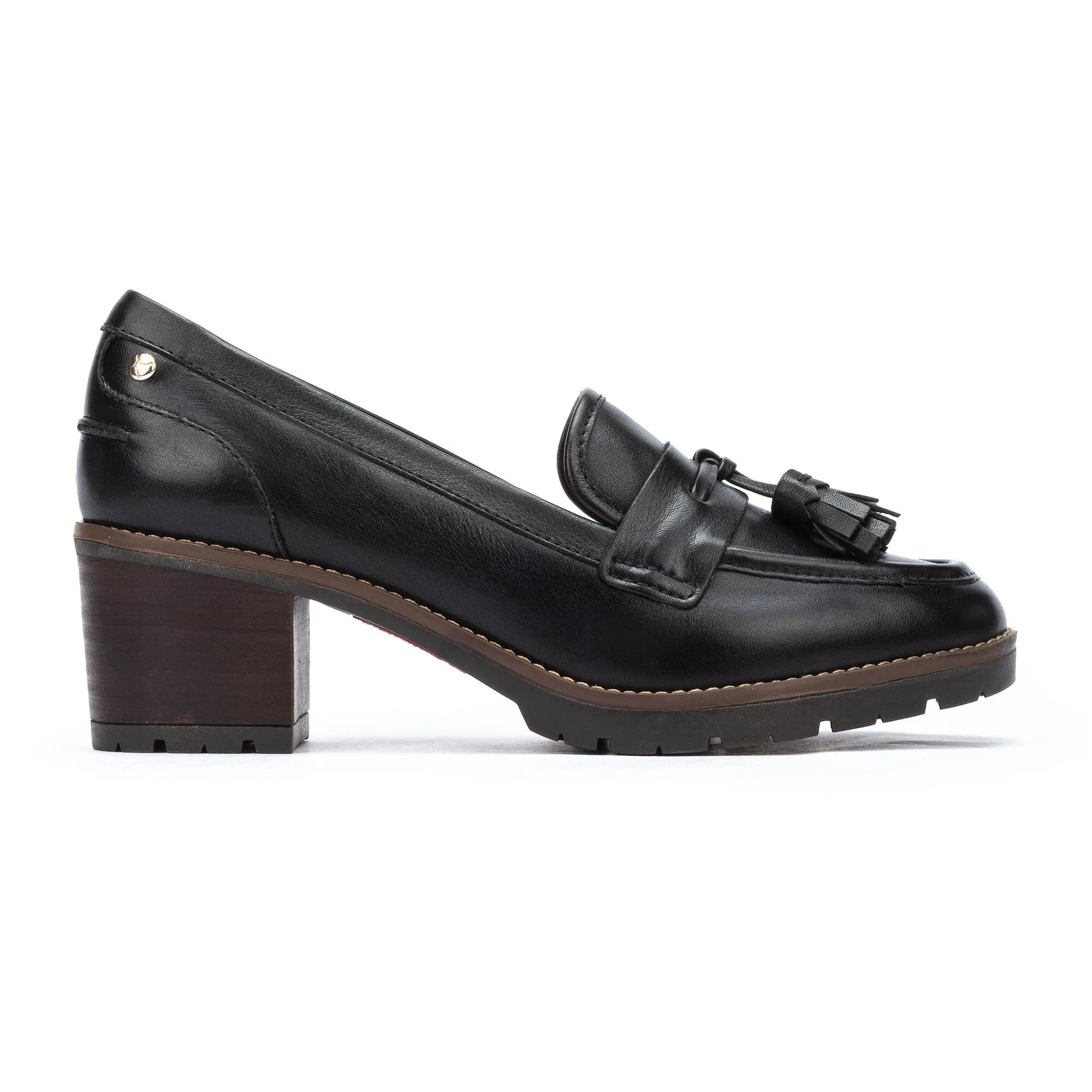 Women's Pikolinos Llanes Heeled Loafers Color: Black