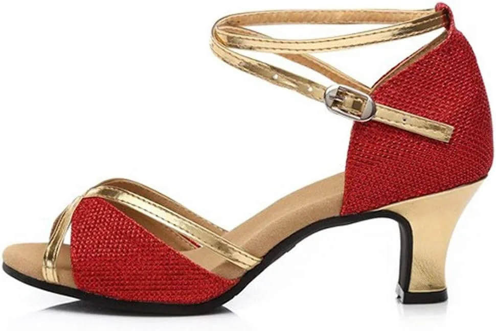 Women's Prom Dance Square Latin Ballroom Shoes Dance Shoes Women's Middle Heels Low Heel Dressy Sandals