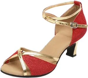 Women's Prom Dance Square Latin Ballroom Shoes Dance Shoes Women's Middle Heels Low Heel Dressy Sandals