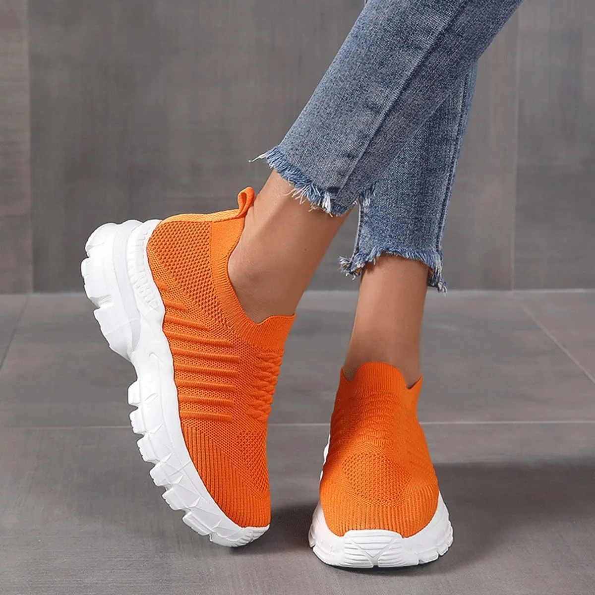 Women's Sneakers Knitted Mesh Breathable Walking Shoes Slip On Running Shoes Non-Slip Sneakers Athletic Fashion Tennis Sneakers Mesh Workout Outdoor Leisure Sports Shoes