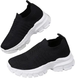 Women's Sneakers Knitted Mesh Breathable Walking Shoes Slip On Running Shoes Non-Slip Sneakers Athletic Fashion Tennis Sneakers Mesh Workout Outdoor Leisure Sports Shoes