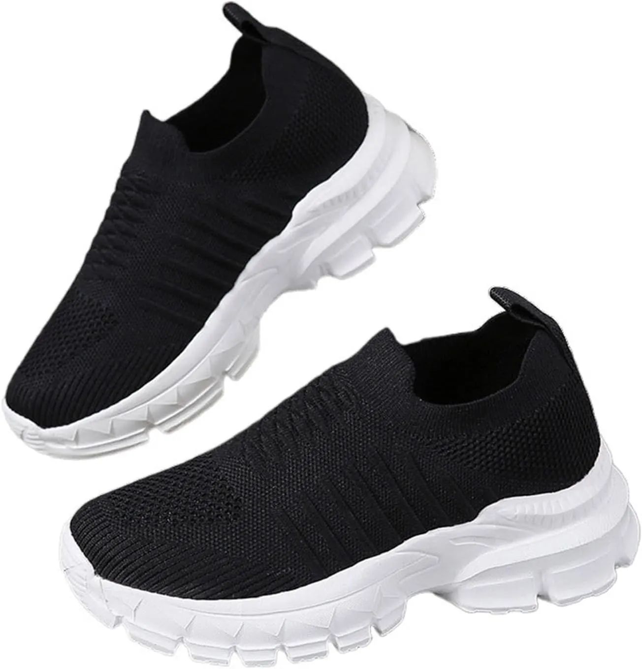 Women's Sneakers Knitted Mesh Breathable Walking Shoes Slip On Running Shoes Non-Slip Sneakers Athletic Fashion Tennis Sneakers Mesh Workout Outdoor Leisure Sports Shoes